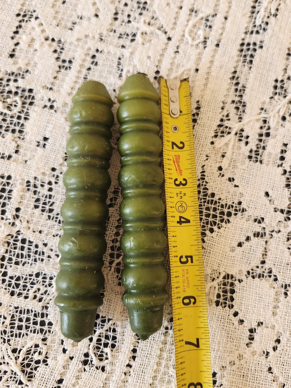 Olive Green Decorative Taper Candles - Set of 2